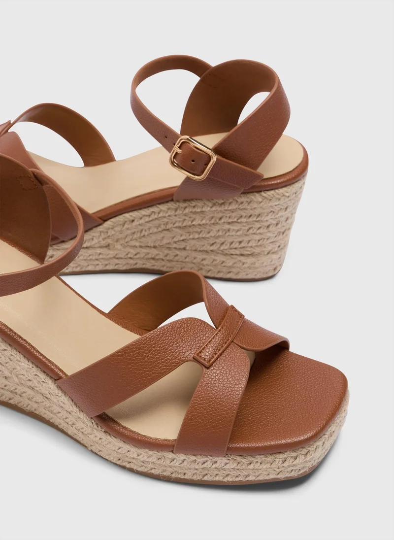 Matalan Tan Wide Fit Espadrille Wedges